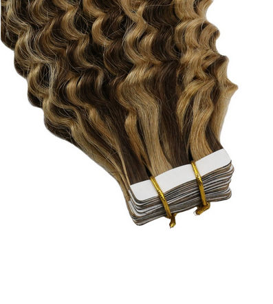 P color virgin human hair same donor curly tape in hair extensions OEM with your own brand JF356